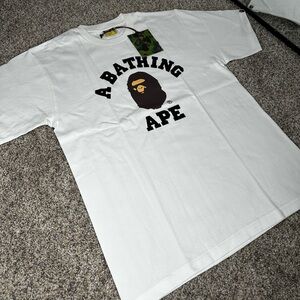 Bape White Short Sleeve Tee with Black Logo